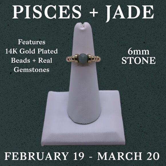 NWT Wool + Pepper Co. Pisces + Jade Ring - zodiac x gemstone collection - Picture 5 of 8